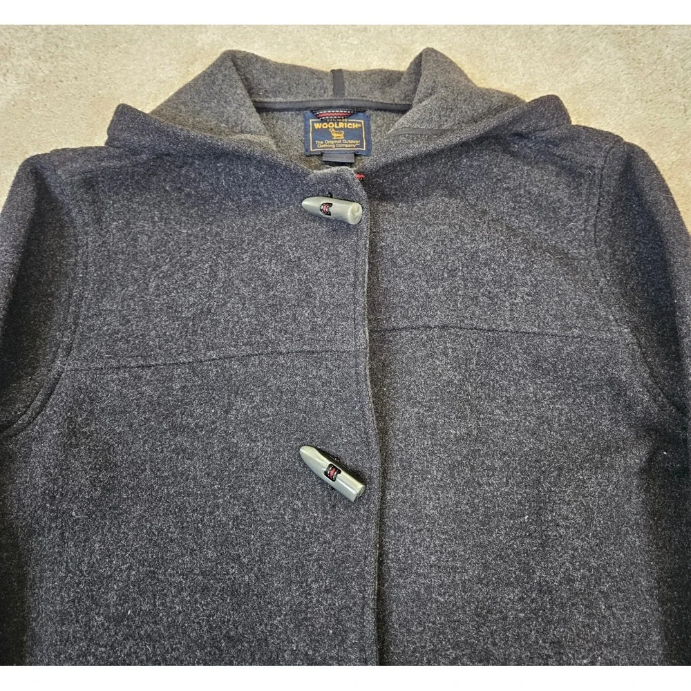Woolrich Women Charcoal Hooded Duffle Coat‎ Toggle Closure Heritage Americana S